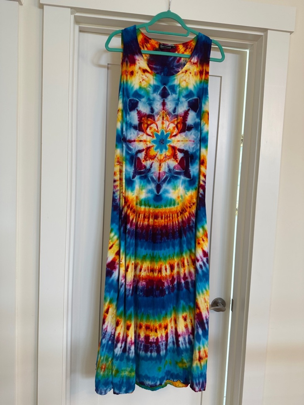 Tie-Dye Multicolor Maxi Skirt - Vibrant Blue & Rainbow